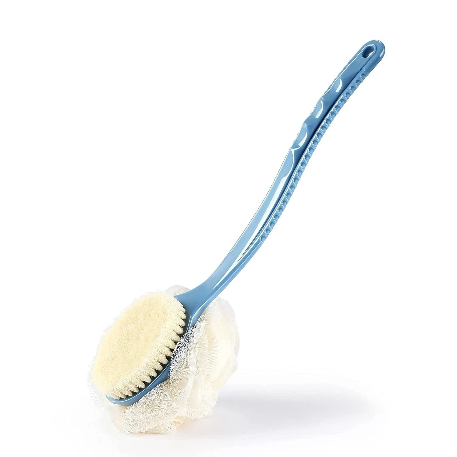 Back Body Shower Bath Brush Bristles and Loofah Double Sided Long Handle Wet Dry