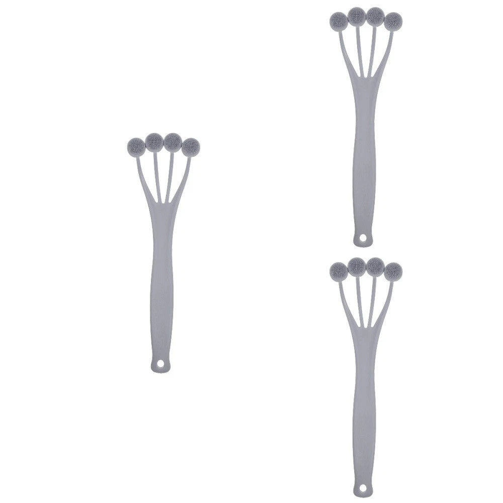 3 PCS Exfoliating Bath Brush Scrubbing with Handle Back for Shower