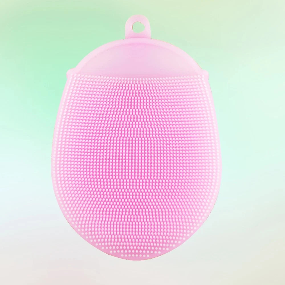 2pcs Silicone Bathing Brush Anti- Shower Scrubber Facial Cleansing Pads (Pink)