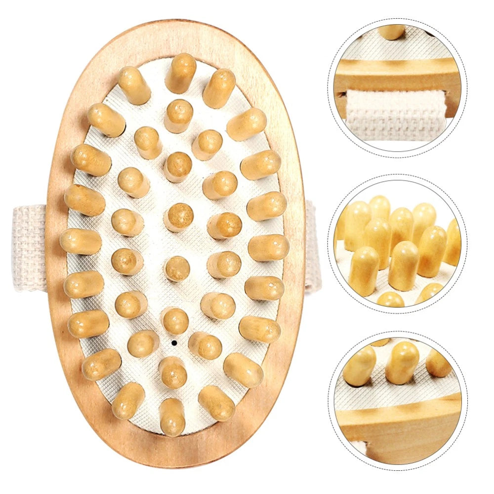 1PC Wooden Massage Brush Head No Handle Body Bath Massage Brush (Wood Color)