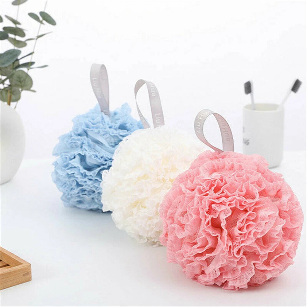 Soft Scrubber Sponge Flower Exfoliating Body Brush Puff Bath Shower Mesh Ball AU