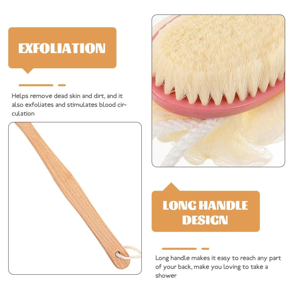 Back Massage Brush Shower Body Scrubber for Exfoliating Long Handle Bath