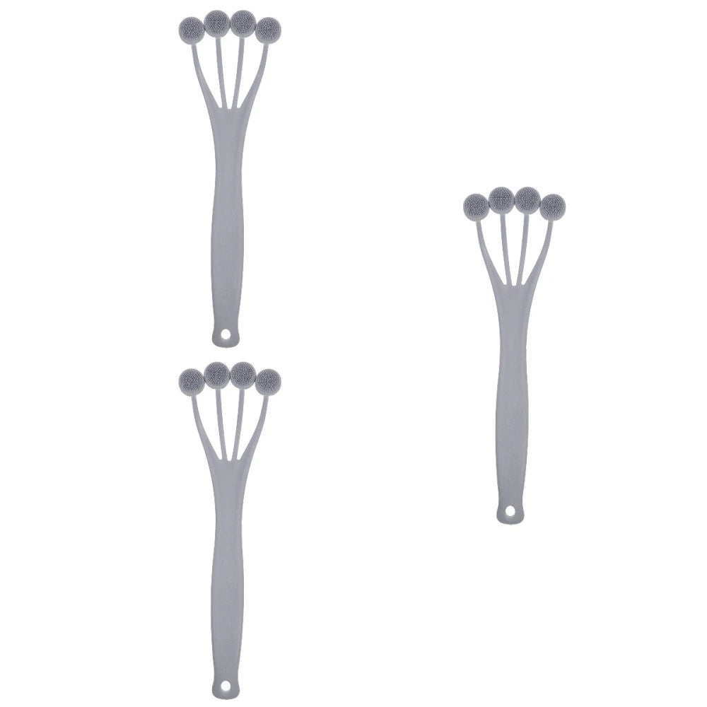 3 PCS Exfoliating Bath Brush Scrubbing with Handle Back for Shower