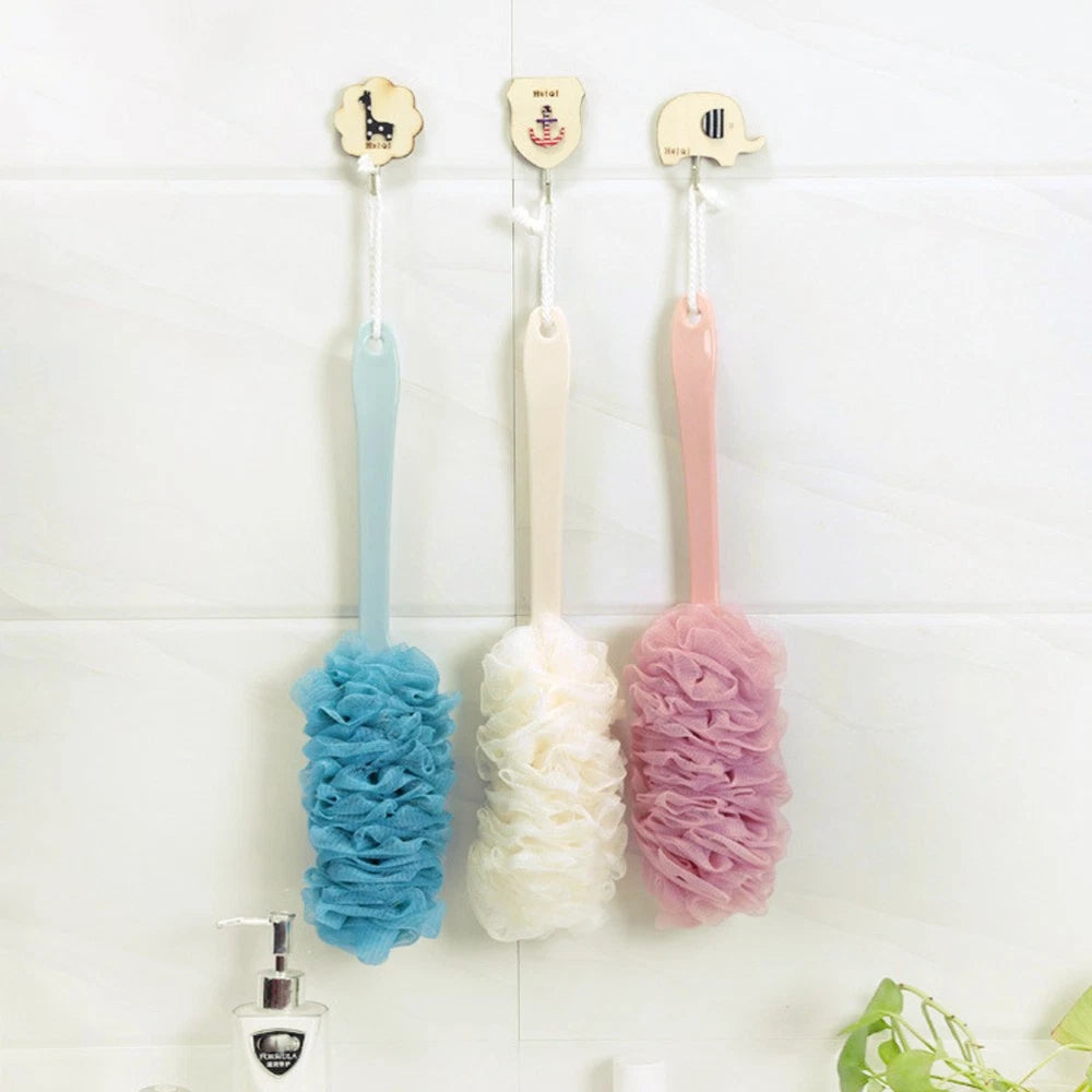 2 Pcs Rub The Back Bath Flowers Bathroom Scrubber Body Brush with Handle
