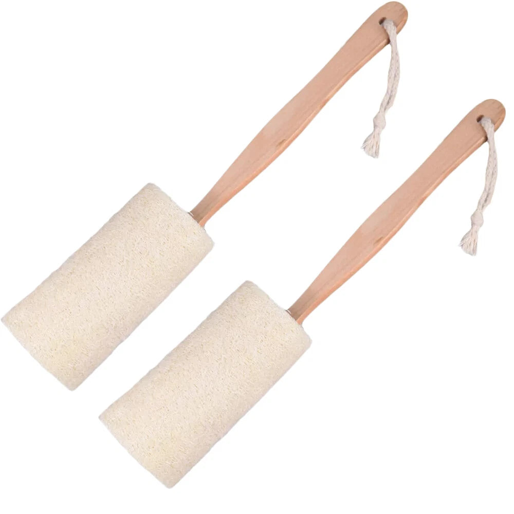 Natural Exfoliating Loofah Back Sponge Scrubber Brush with Long Wooden Handle