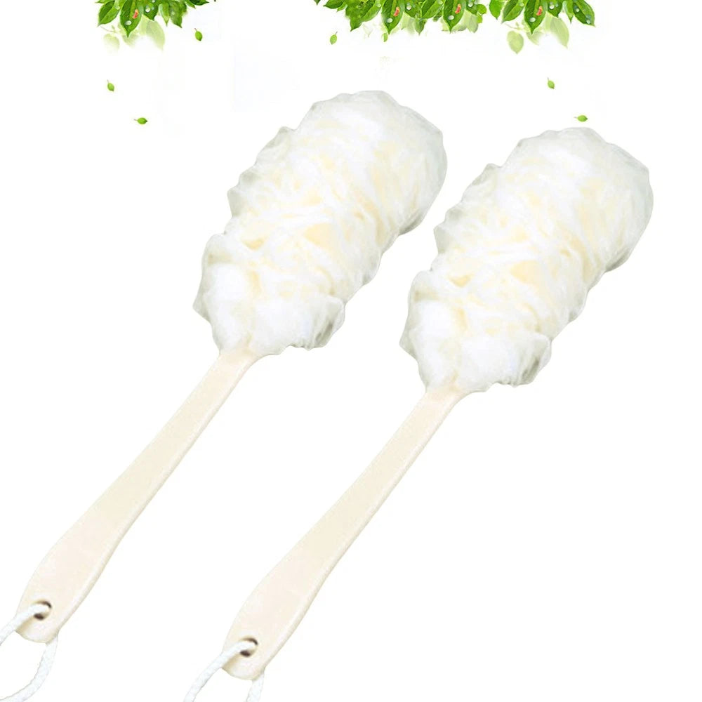 2 Pcs Rub The Back Bath Flowers Bathroom Scrubber Body Brush with Handle