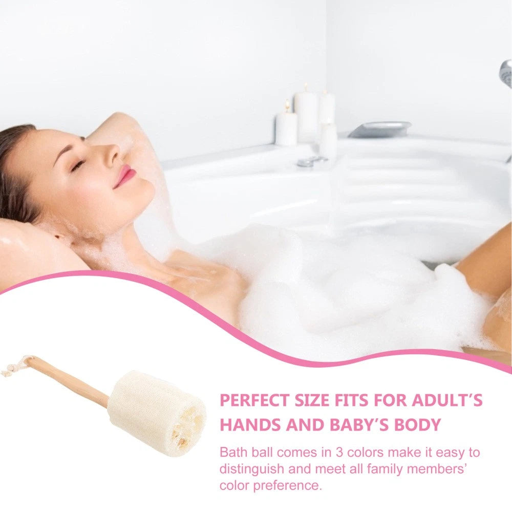 Loofah Shower Brush Exfoliating Bath Stick Body Exfoliator Cleaning