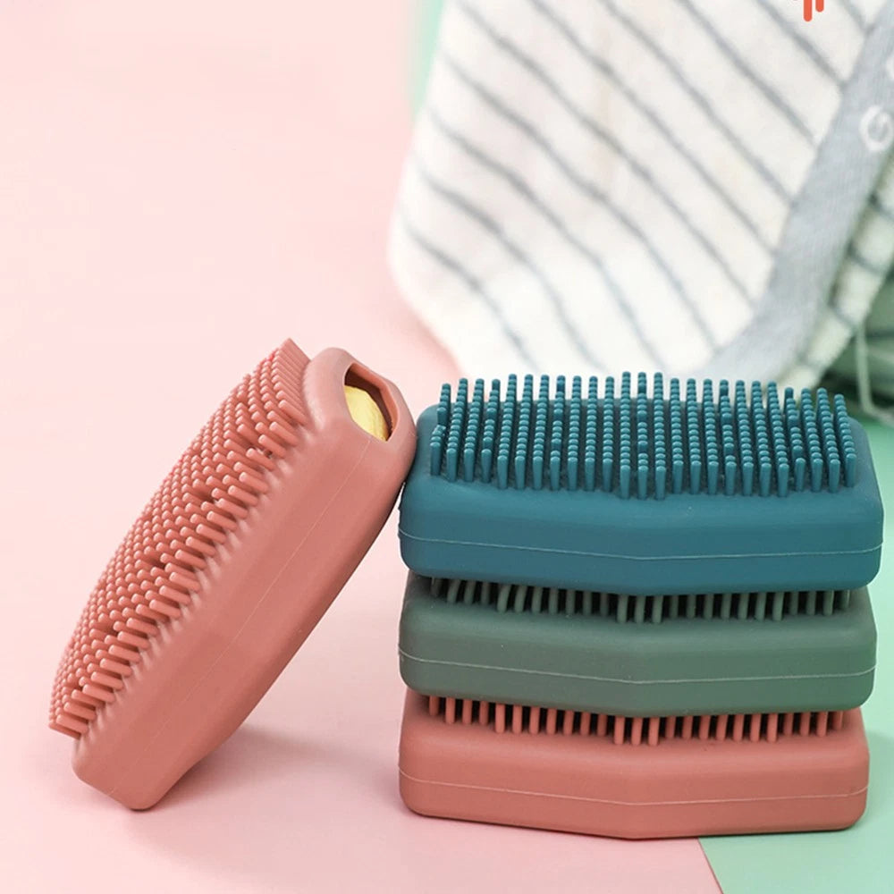 3 Pcs Silicone Bath Brush Body Exfoliator Skin Scrubber Man Cleaning Tools Back