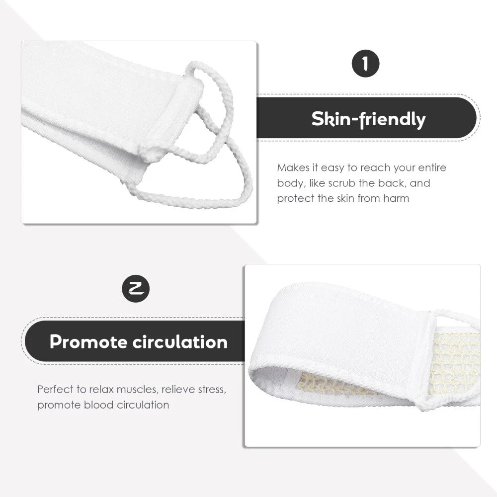 2 Pcs Long Fabric Back Strap Bath Scrubber Shower Exfoliating Skin Brush