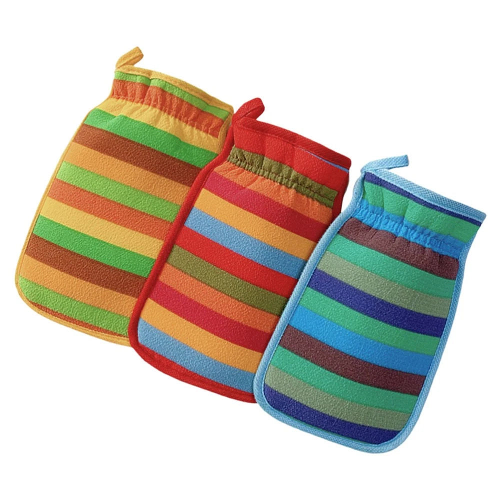 3 Pcs Bath Towel Gloves Massage Cleaning Brush Scrubber for Body