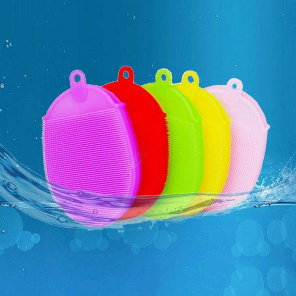 2pcs Silicone Bathing Brush Anti- Shower Scrubber Facial Cleansing Pads (Pink)