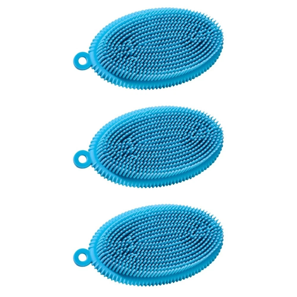 3 Pcs Bath Brush Child Newborn Hair Washing Body Silicone Scrubber