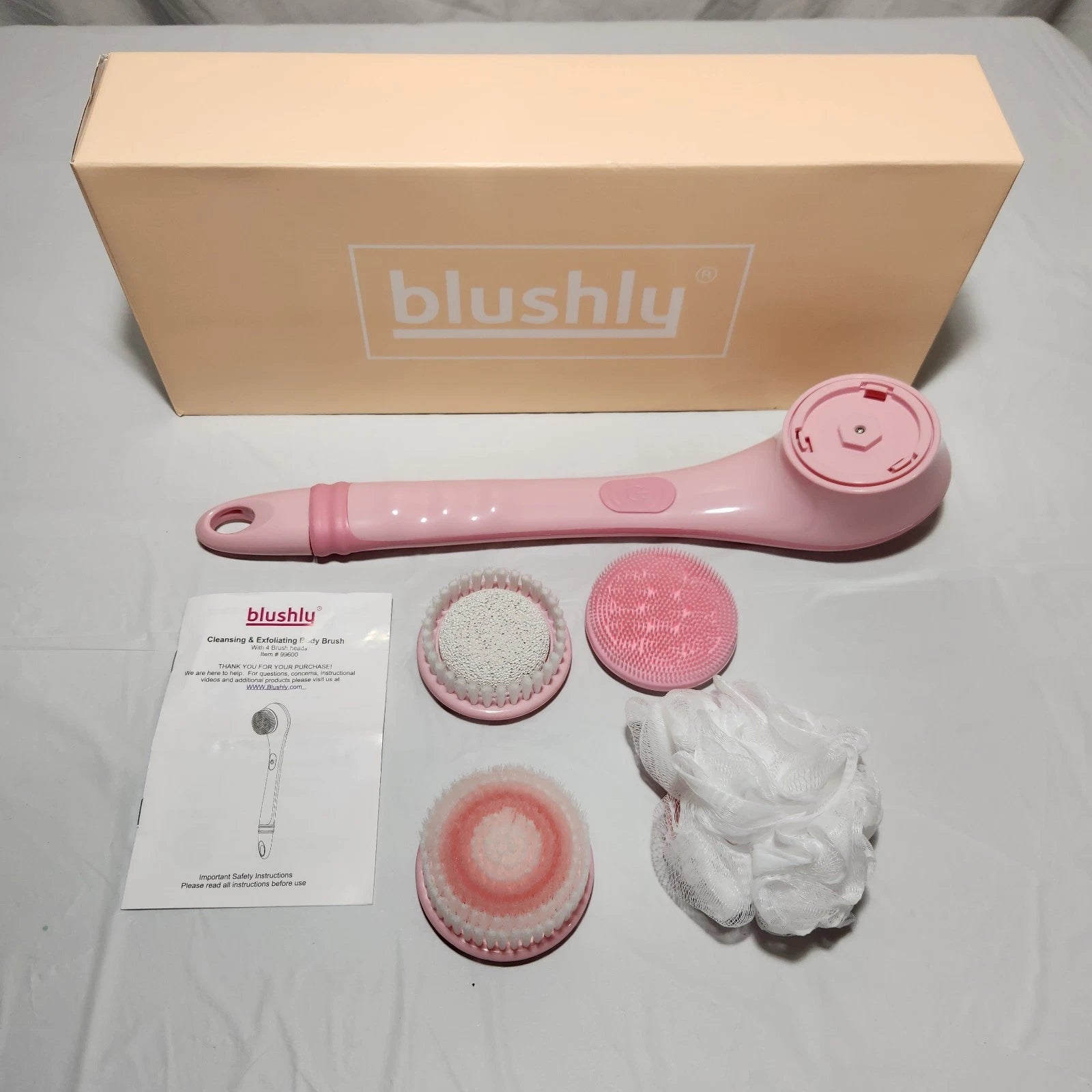 Blushly Cleansing & Exfoliating Body Brush with Multiple Brush Heads