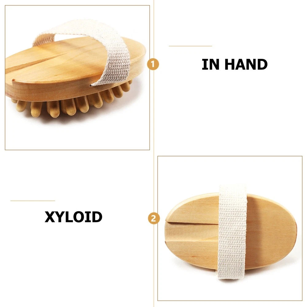 1PC Wooden Massage Brush Head No Handle Body Bath Massage Brush (Wood Color)