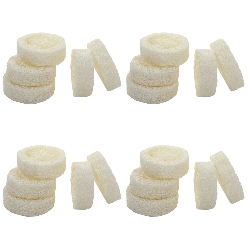 4 Pieces Loofah Shower Brush Bath Sponge Adults Scourer Travel Pad Soap Holder