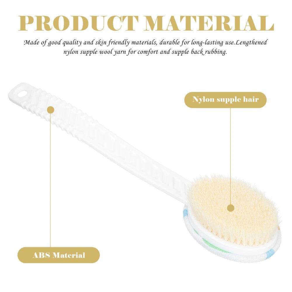 Double-head Shower Brush Bath Scrubber for Body Long Handle Man Cleaning