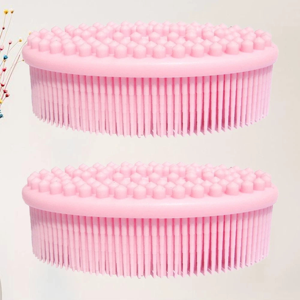 2 Pcs Massage Shampoo Brush Elder Bathing Scrubber Silicone Shower