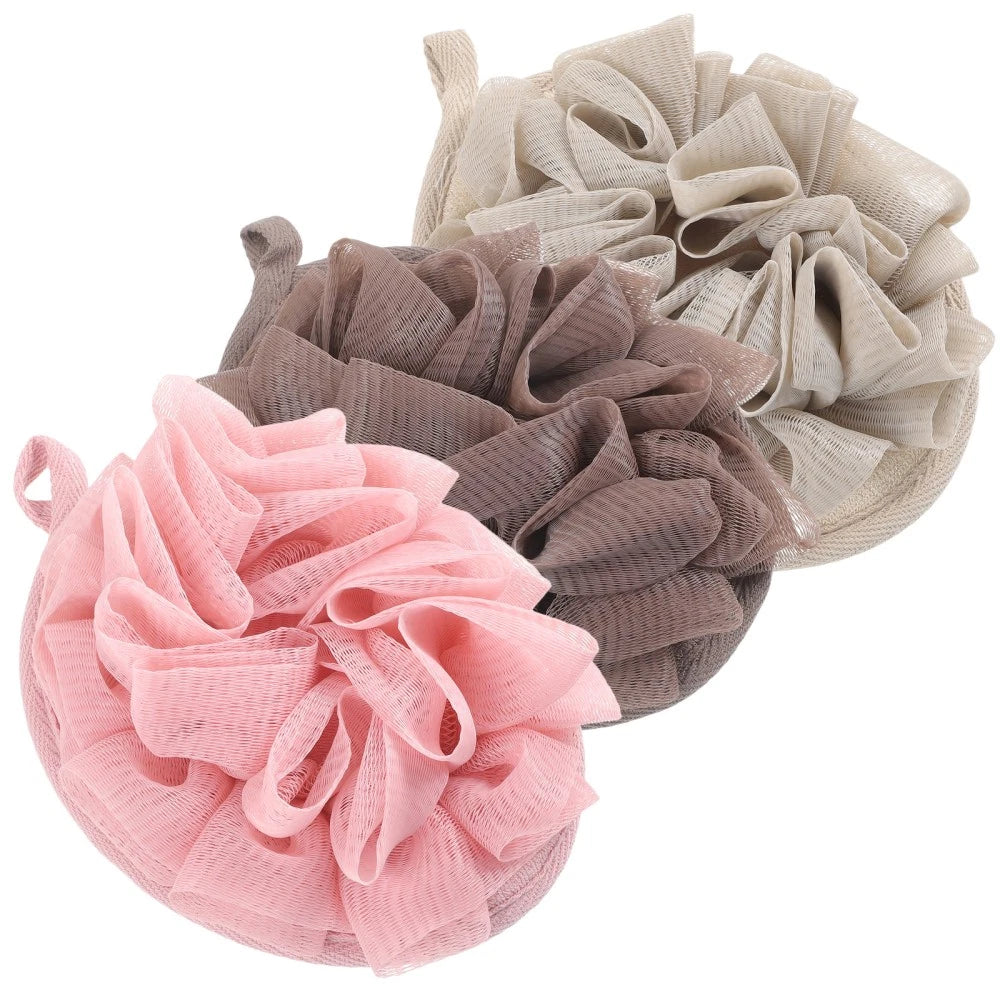 3 Pcs Bath Sponge Brush Travel Shower Puff Loofahs Scrubber Ball