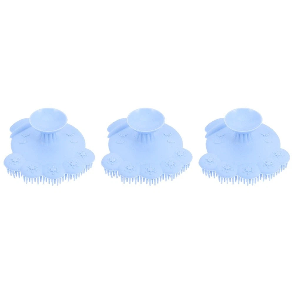 3 Pack Silicone Shampoo Massage Scrubber Bath Brushes