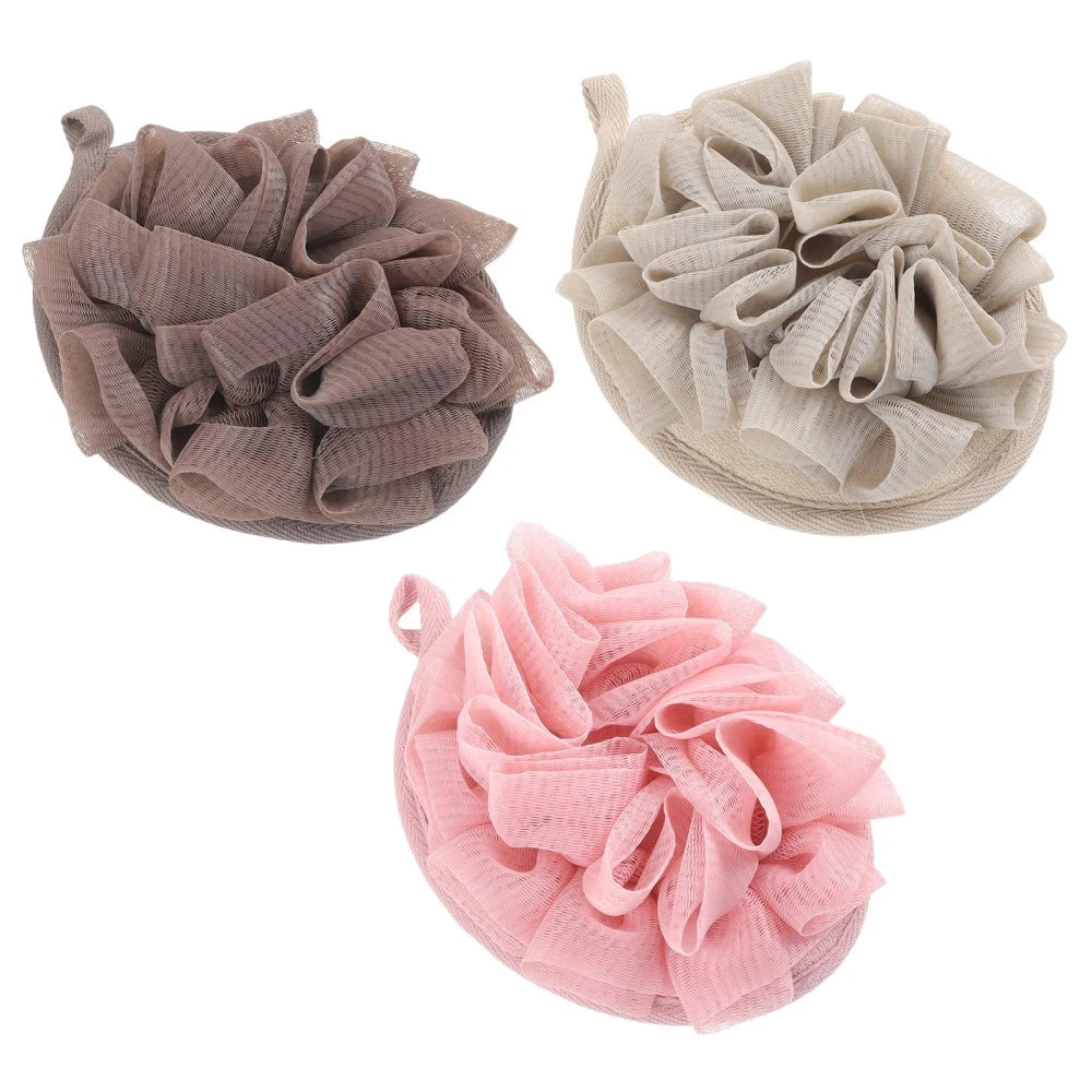 3 Pcs Bath Sponge Brush Travel Shower Puff Loofahs Scrubber Ball