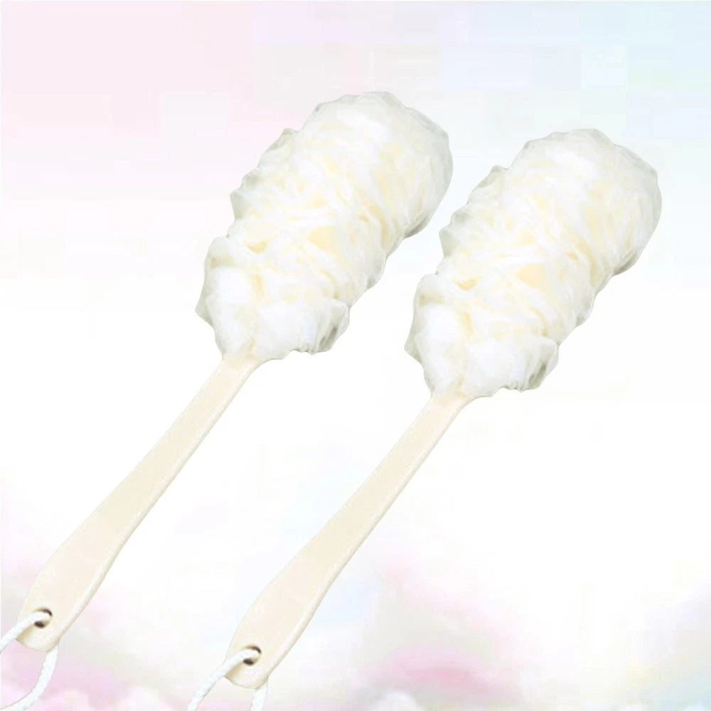2 Pcs Rub The Back Bath Flowers Bathroom Scrubber Body Brush with Handle