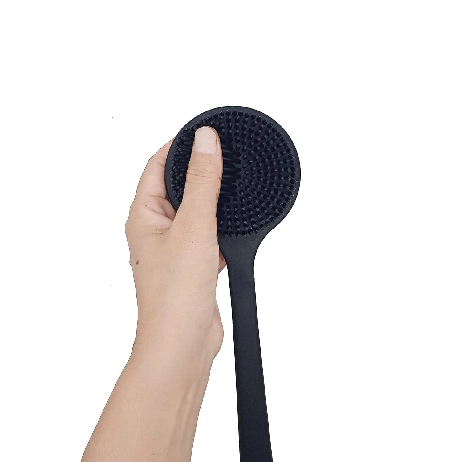 ✅ NEW- Silicone Back Scrubber for Shower Body Brush w/ Long Handle Black