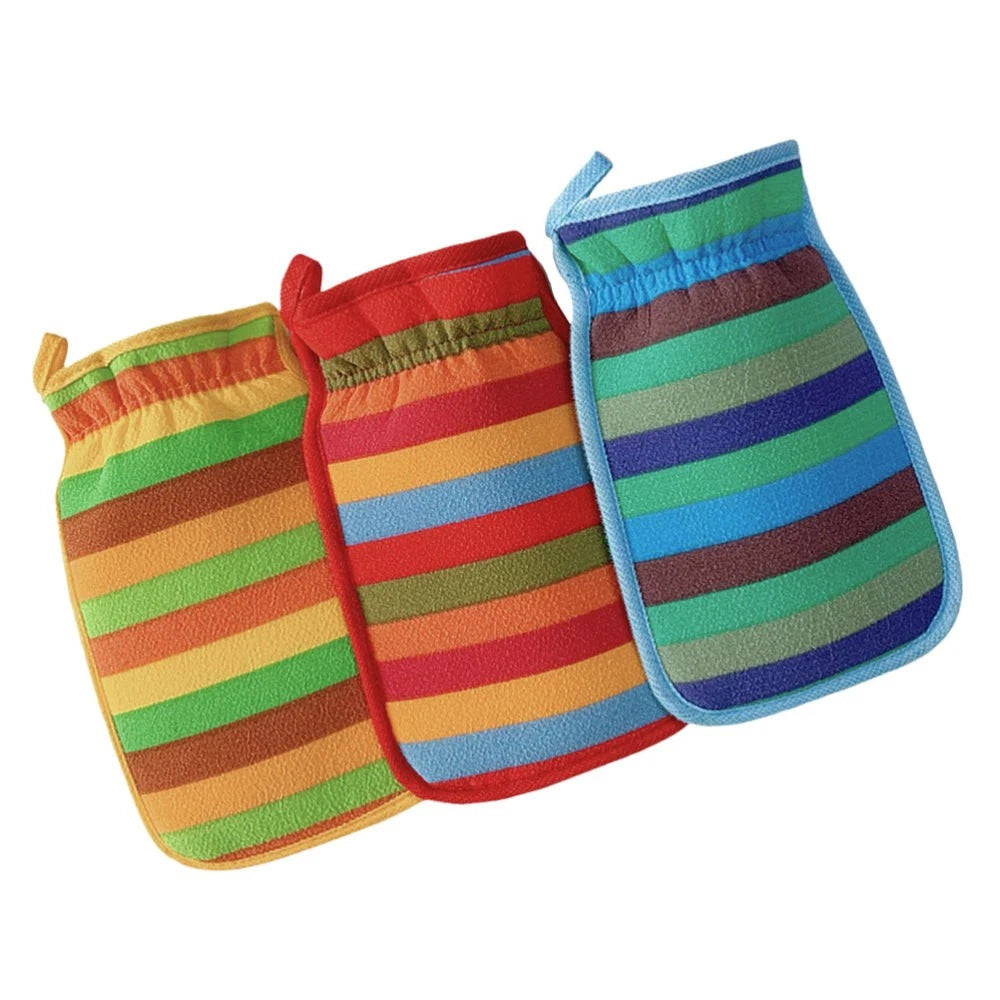 3 Pcs Bath Towel Gloves Massage Cleaning Brush Scrubber for Body