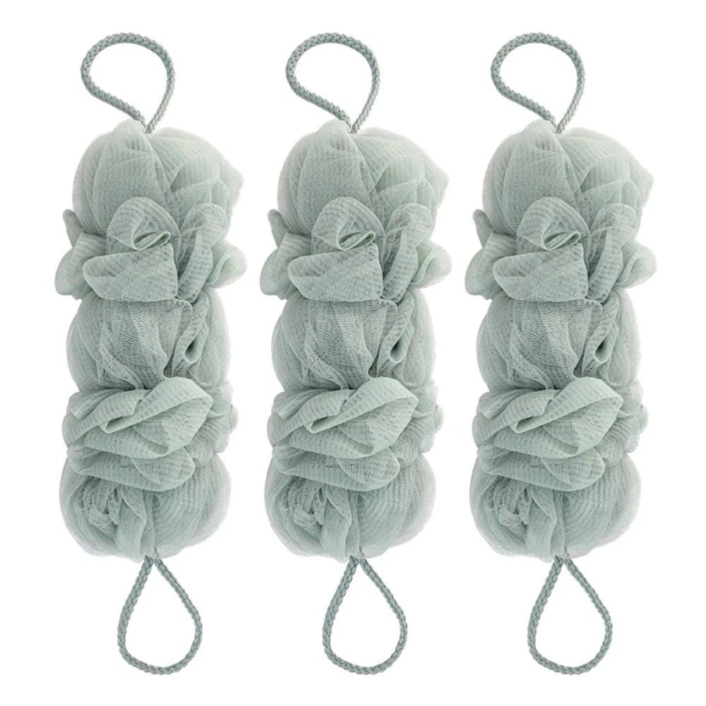 3 Pcs Long Bath Ball Man Back Washer for Shower Body Exfoliator Brush