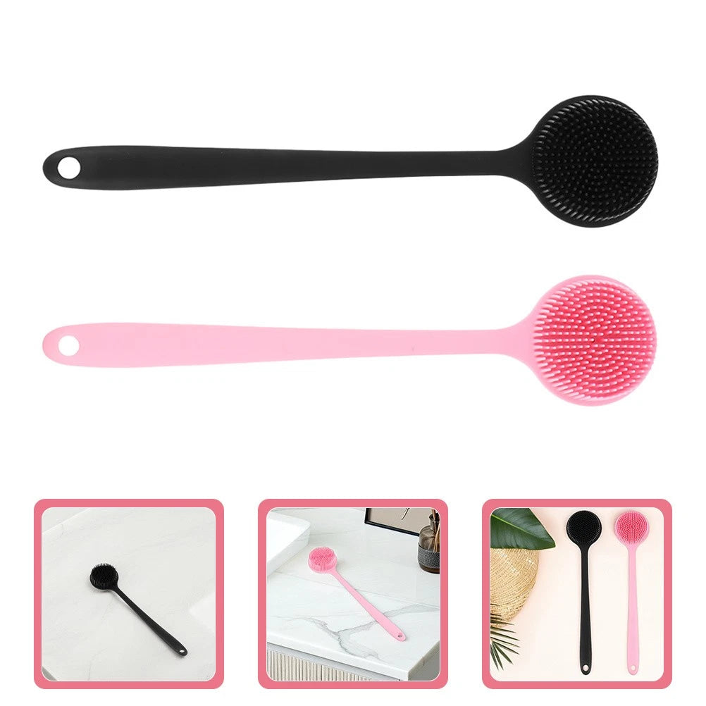 2 Pcs Bath Brush Man Silicone Body Scrubber Shower Back for with Handle