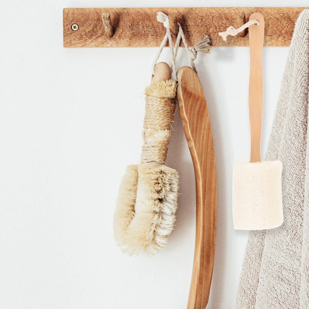 Loofah Shower Brush Exfoliating Bath Stick Body Exfoliator Cleaning