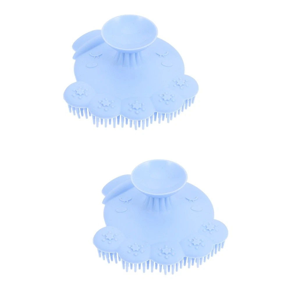 2 Pieces Silicone Shampoo Bath Massage Shower Scrubber