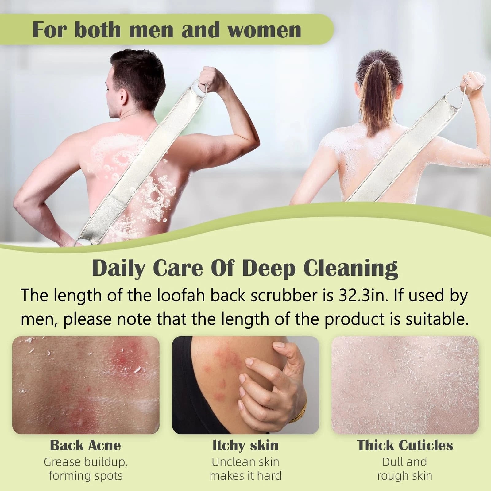 Natural Loofah Sponge Back Scrubber for Bath Shower, Exfoliating Body Scrubbe...