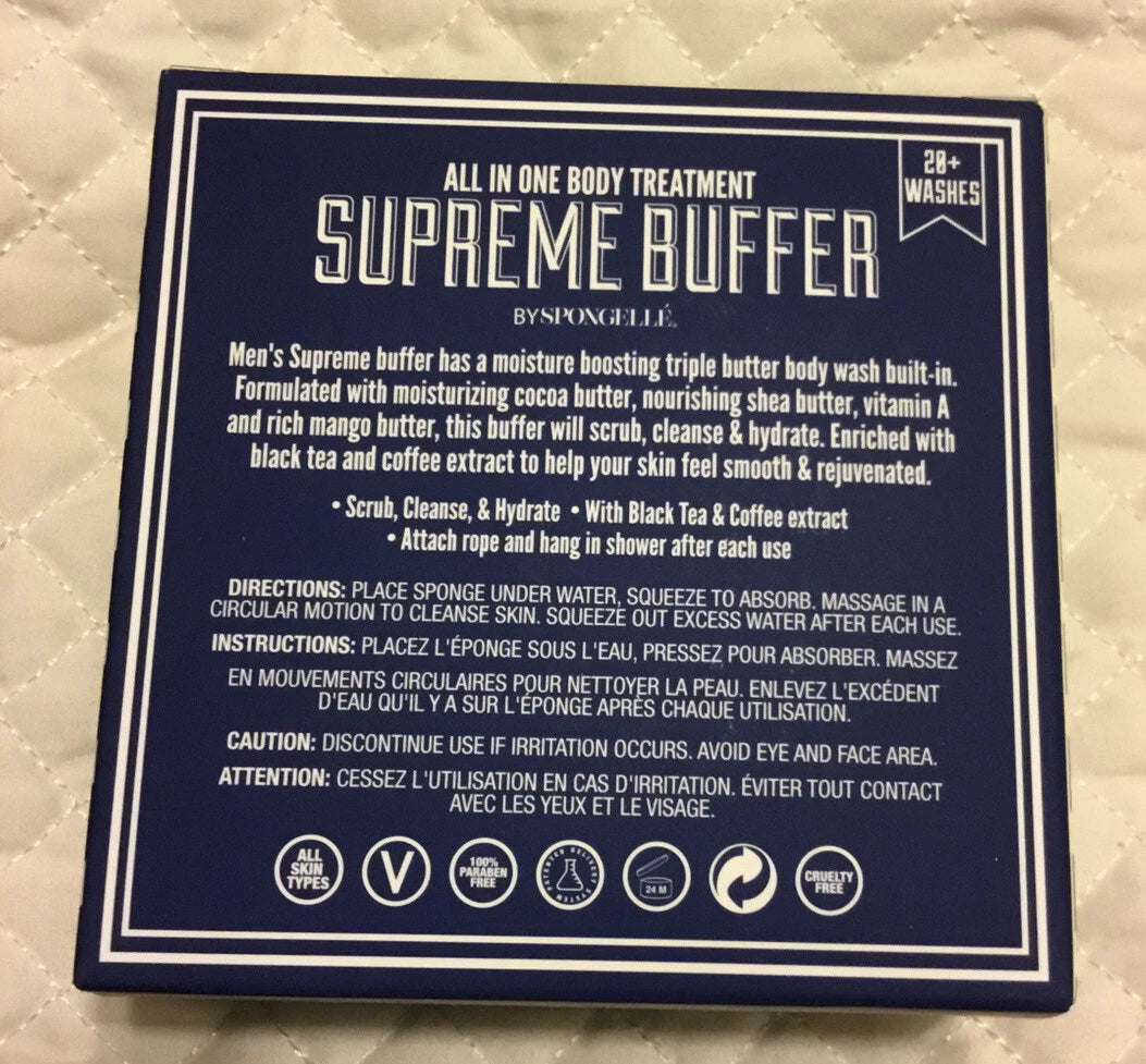 Spongelle MEN’s TRIPLE BUTTER SUPREME ~ CEDAR ABSOLUTE Sponge Shower Buffer New
