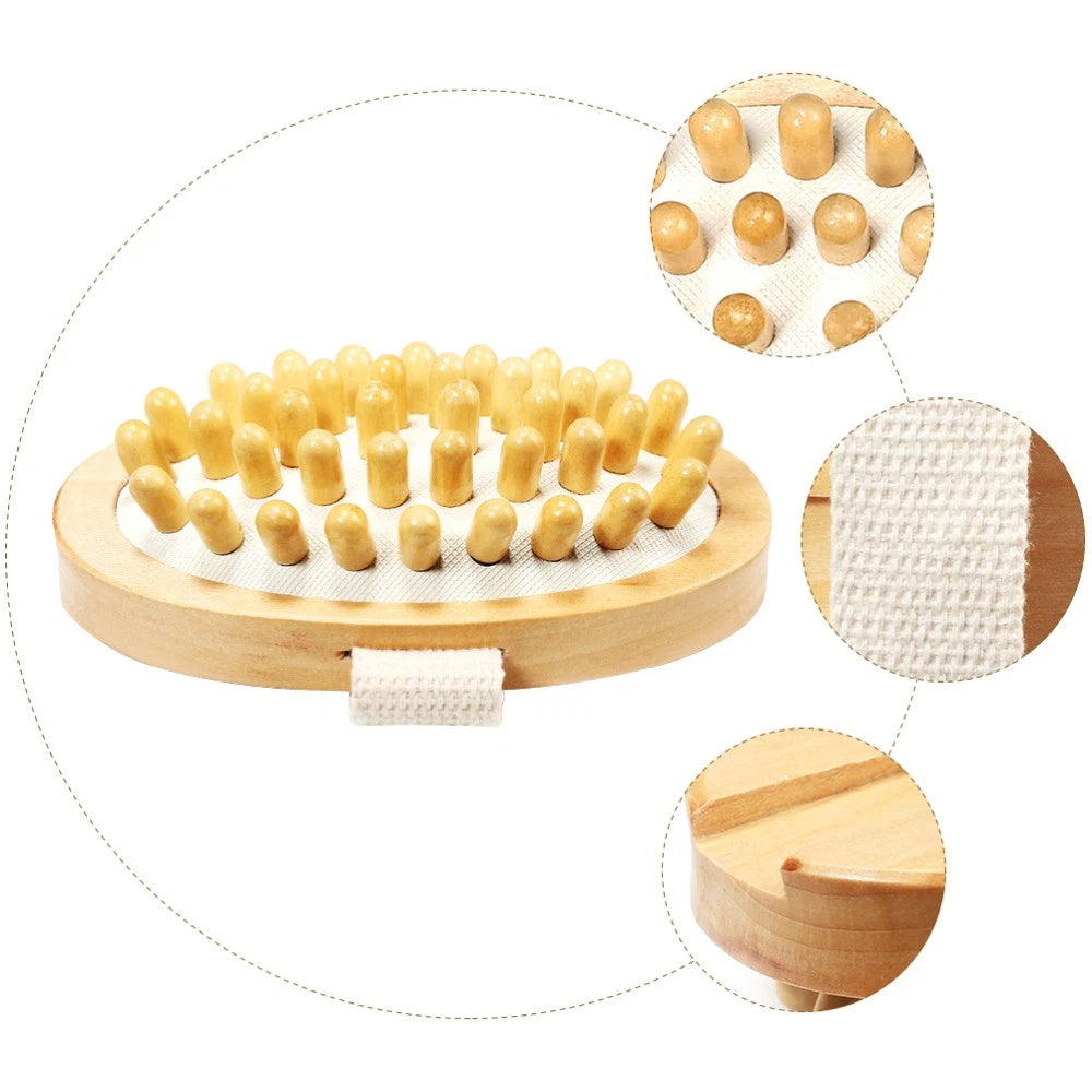 1PC Wooden Massage Brush Head No Handle Body Bath Massage Brush (Wood Color)