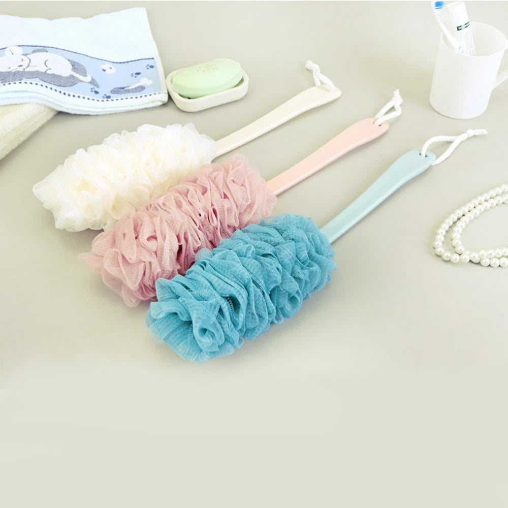 2 Pcs Rub The Back Bath Flowers Bathroom Scrubber Body Brush with Handle