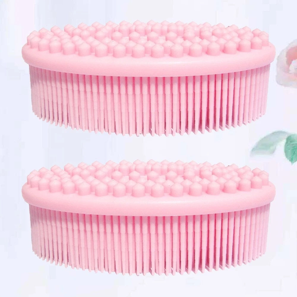 2 Pcs Massage Shampoo Brush Elder Bathing Scrubber Silicone Shower