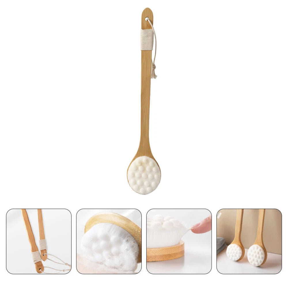 Shower Body Brush Fibre Long Handle Back Scrubber for Skin Exfoliating