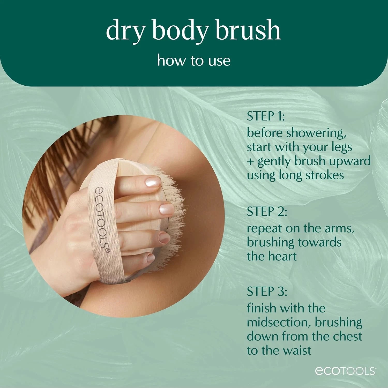 Dry Body Brush, Exfoliating Bristles, Eco-Friendly Skincare Tool, 1 Count