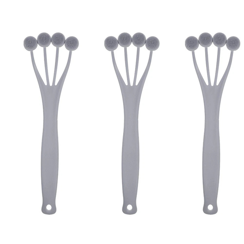 3 PCS Exfoliating Bath Brush Scrubbing with Handle Back for Shower