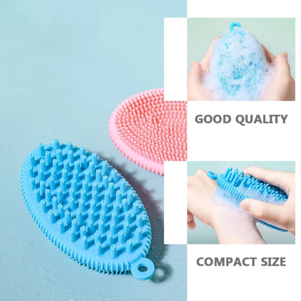 3 Pcs Bath Brush Child Newborn Hair Washing Body Silicone Scrubber