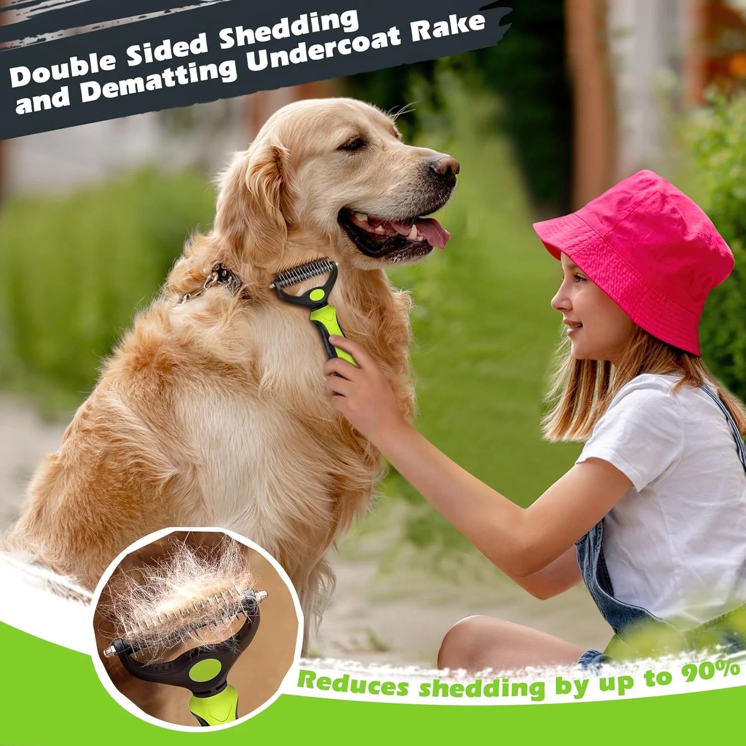 3PCS Self Cleaning Slicker Brush & Pet Grooming Rake & Bath Brush for Dogs and C