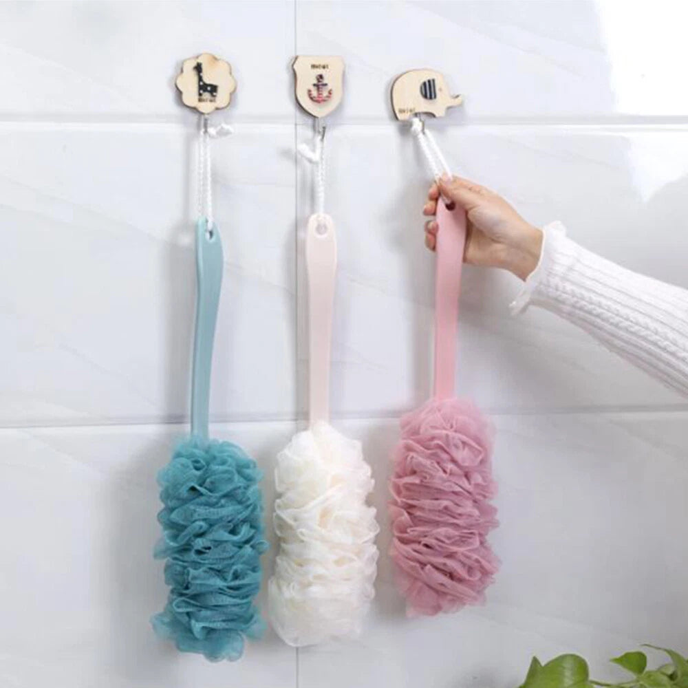 Bath Sponge Back Cleaner Brush and Towel Shower Scrubber Long Handle