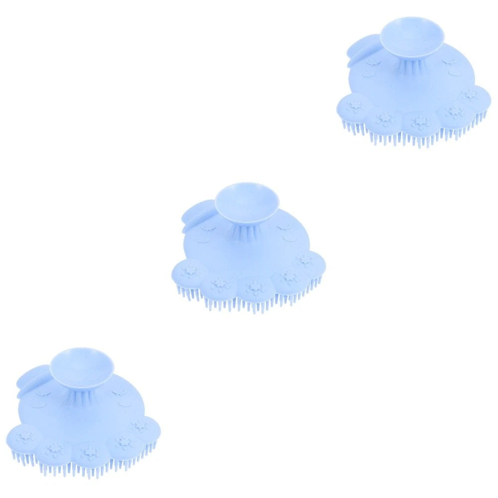 3 Pack Silicone Shampoo Massage Scrubber Bath Brushes