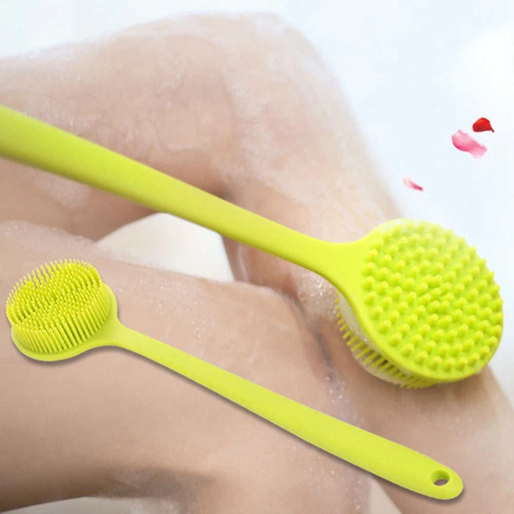 Bath Brush Body Scrubber Exfoliator Silicone Shower Man Long Handle