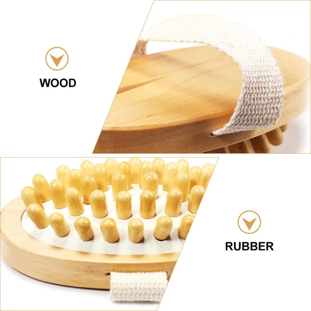 1PC Wooden Massage Brush Head No Handle Body Bath Massage Brush (Wood Color)