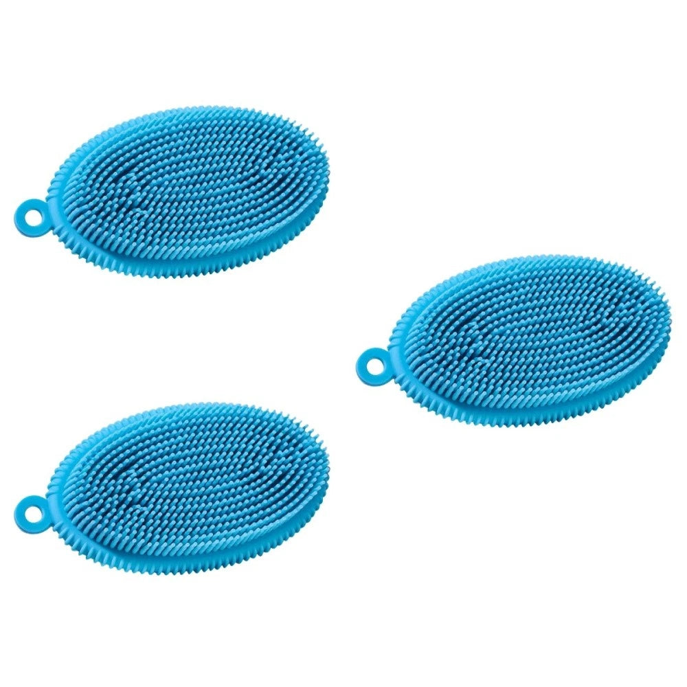 3 Pcs Bath Brush Child Newborn Hair Washing Body Silicone Scrubber