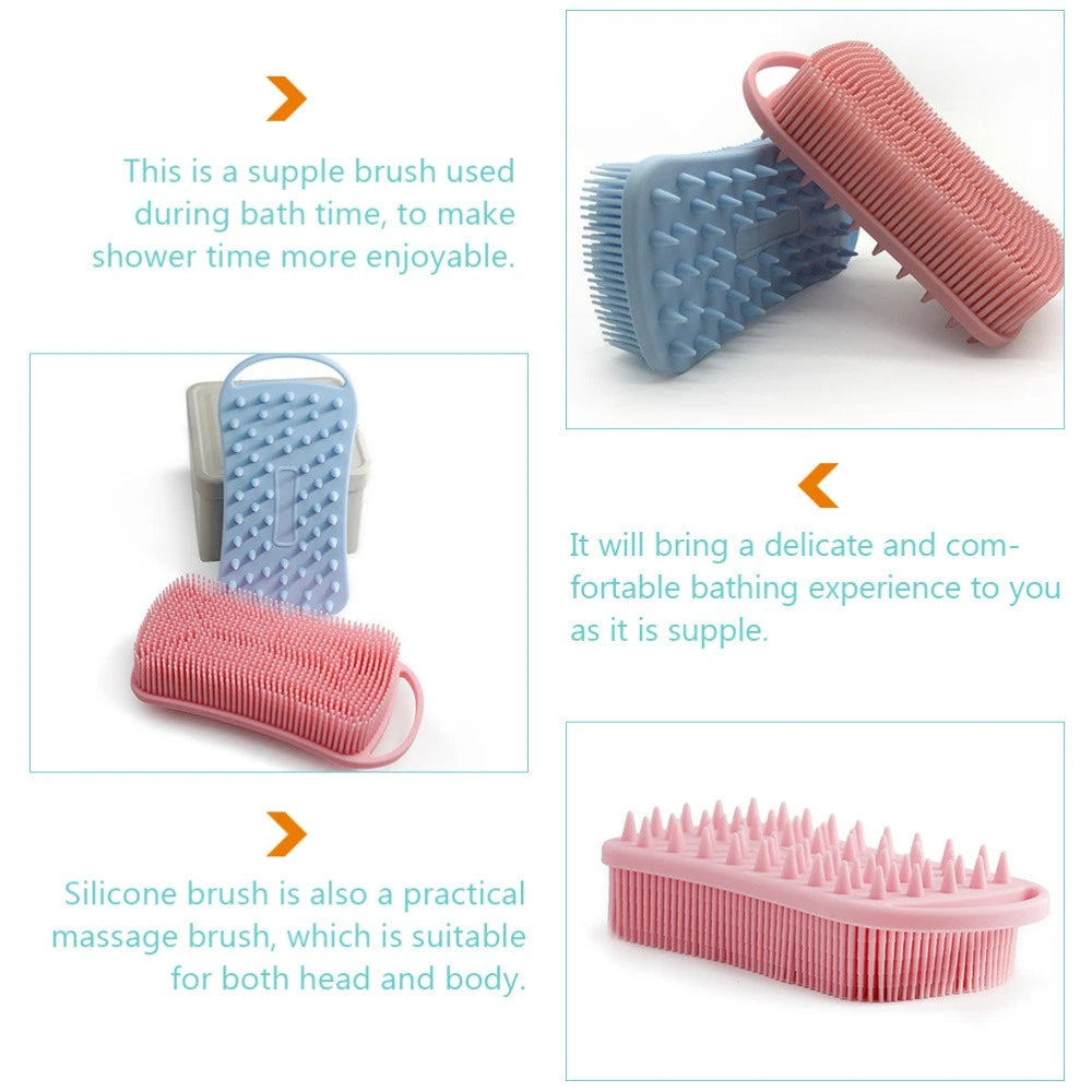 2 Pcs Silicone Shampoo Man Shower Scrubber for Body Brushes