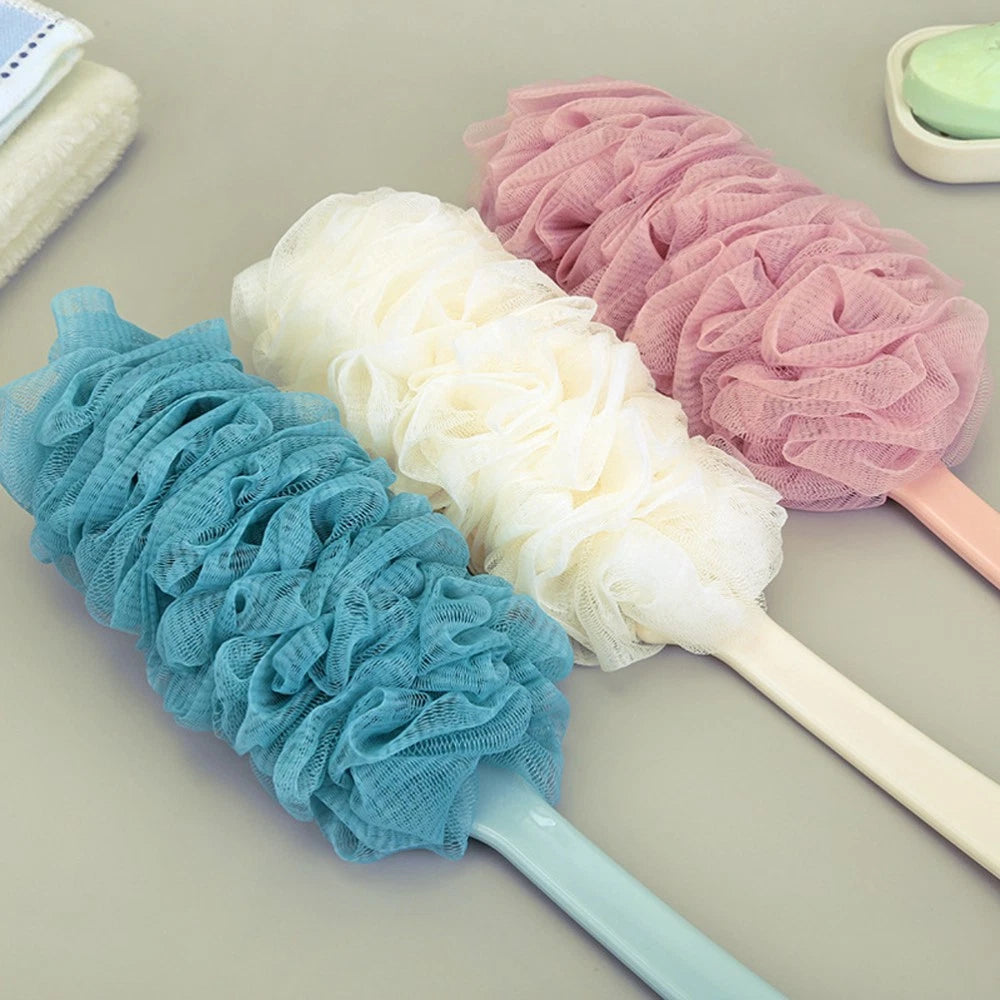 2 Pcs Rub The Back Bath Flowers Bathroom Scrubber Body Brush with Handle