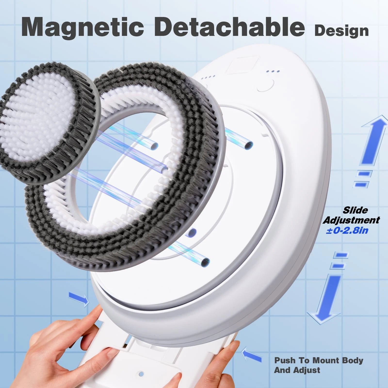 Smart Wall Mounted Exfoliating Brush, Electric Body Scrubber with 4 Replaceab...