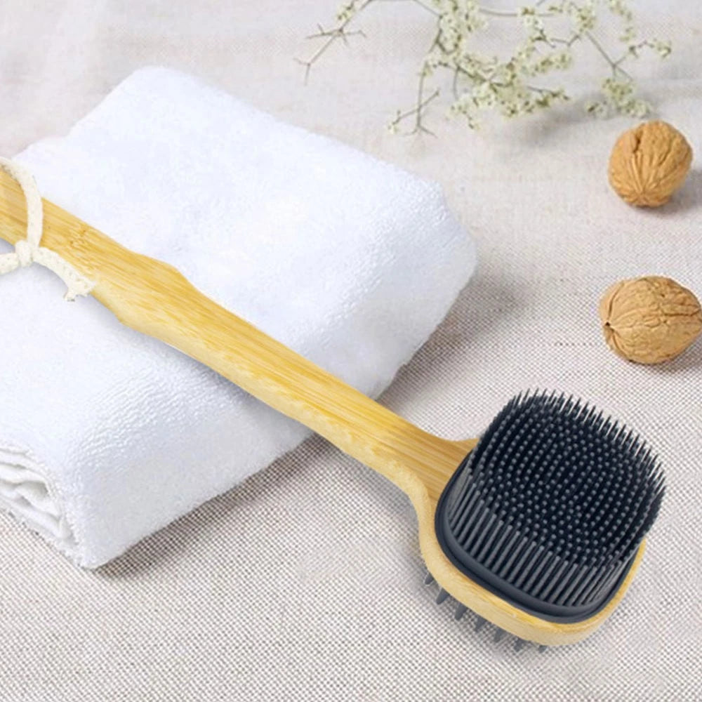 Bath Brush Man Miss Silicone Shower Scrubber Body with Handle Long